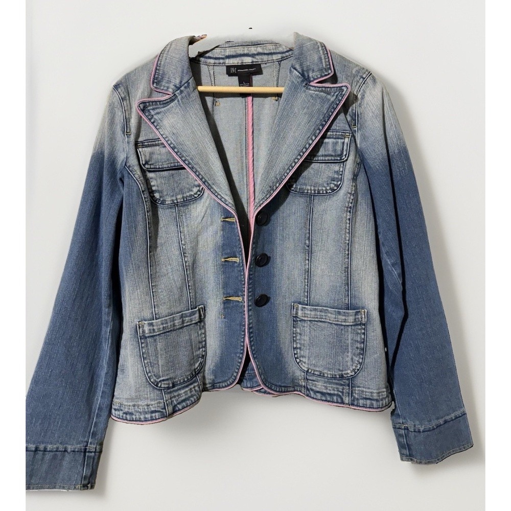 INC Women's Jacket Ombré Denim Pink International Concepts Size L